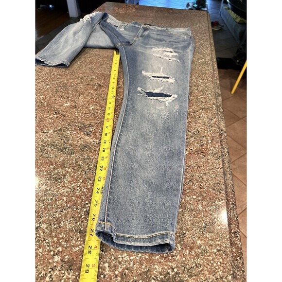 Judy Blue Jeans Womens 1XL Pants Skinny Stretch Red Plaid Buffalo Distressed - Picture 11 of 12